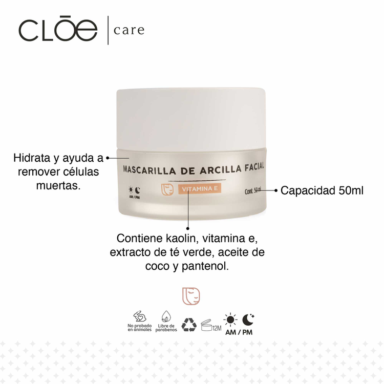 Mascarilla de arcilla, con Vitamina E añadida