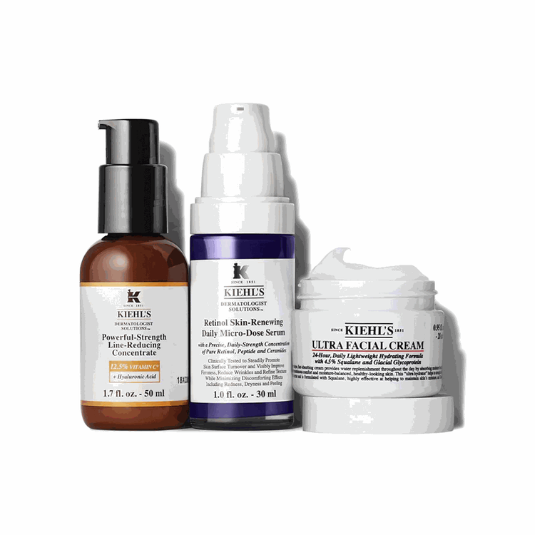 Skin Smoothing Solutions - Set de regalo, Powerful-Strength Line-Reducing Concentrate 50ml + Retinol Skin-Renewing Daily Micro-Dose Serum 30ml + Ultra Facial Cream 28ml
