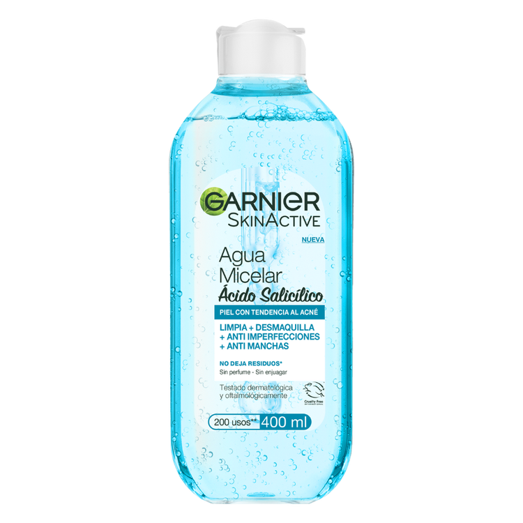 Garnier Skin Agua micelar remueve maquillaje visible