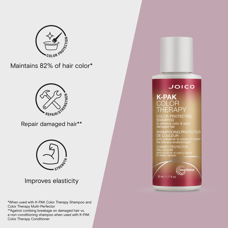 Travel Size K-PAK Color Therapy Shampoo limpia suavemente