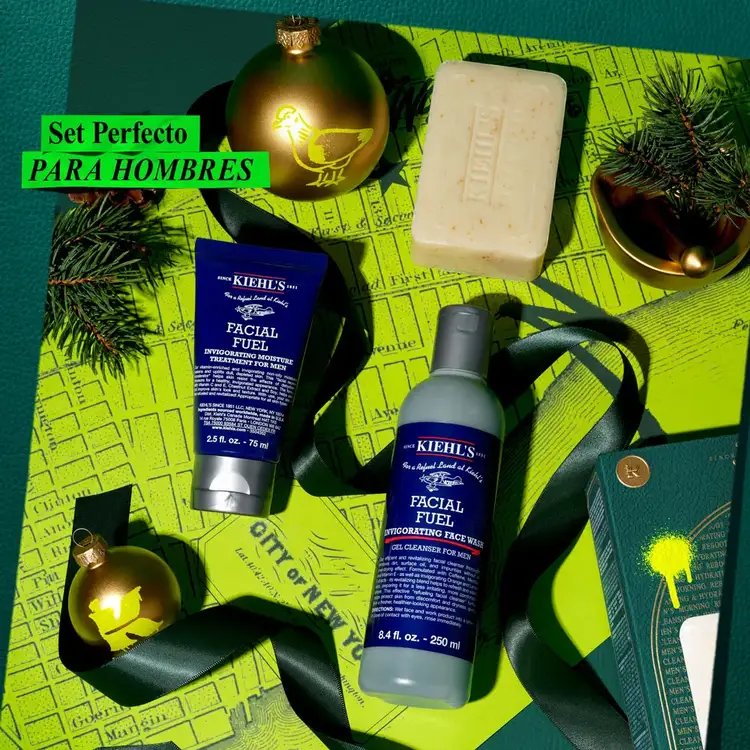 Men's Energizing Essentials - Set de regalo, limpiador facial + jabón exfoliante + tratamiento hidratante