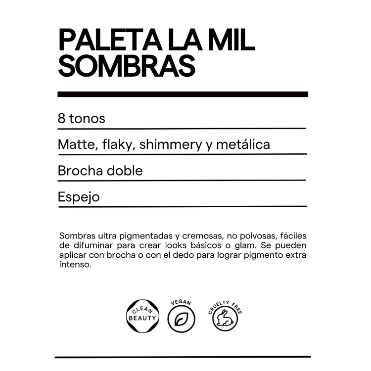 La Mil Sombras - Paleta de sombras, con brocha doble 2 en 1