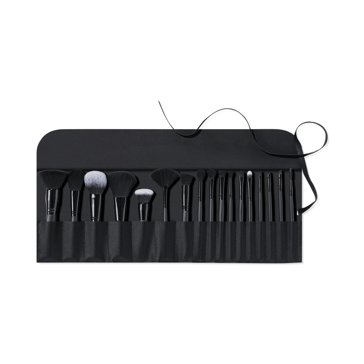 e.l.f. 17 Piece Ultimate Makeup Brush Set & Travel Roll Conjunto de 17 piezas de brochas de maquillaje con estuche de cuero vegano