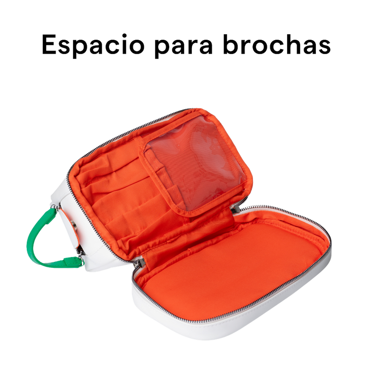 Cosmetiquera - Multicompartimentos antiderrame, de piel vegana