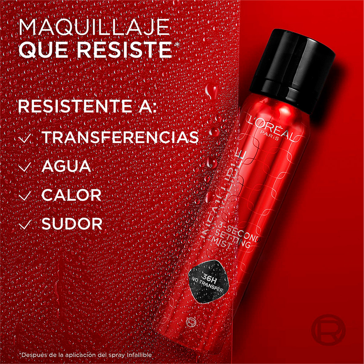 Infallible 3-Second Setting Mist Fijador de maquillaje sella maquillaje con larga duración