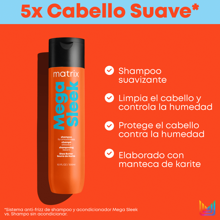 Mega Sleek - Shampoo, controla frizz y encrespamiento