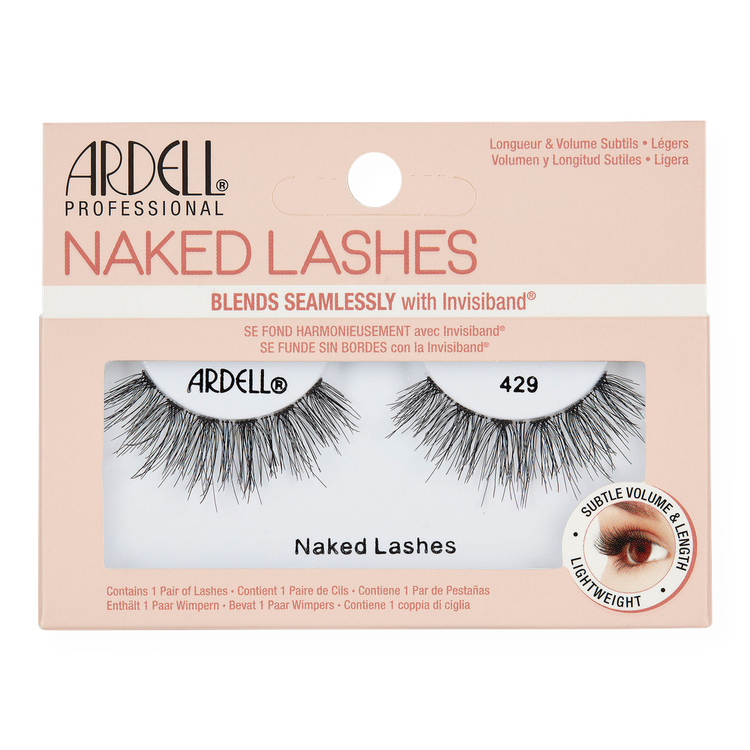 Naked False Eyelash #429 in Black Pestañas postizas rizos cruzados con textura y volumen natural.