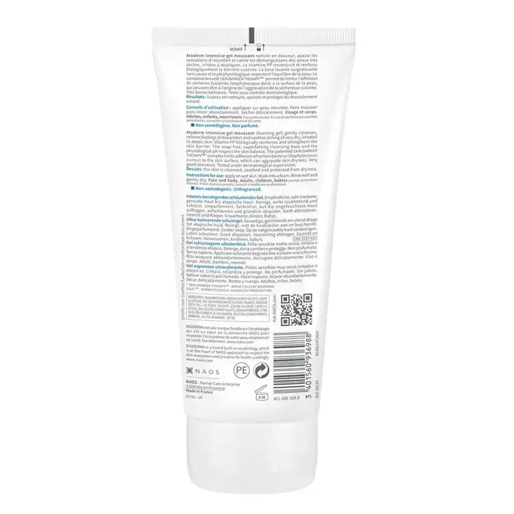 Atoderm Gel moussant restaura la barrera cutánea