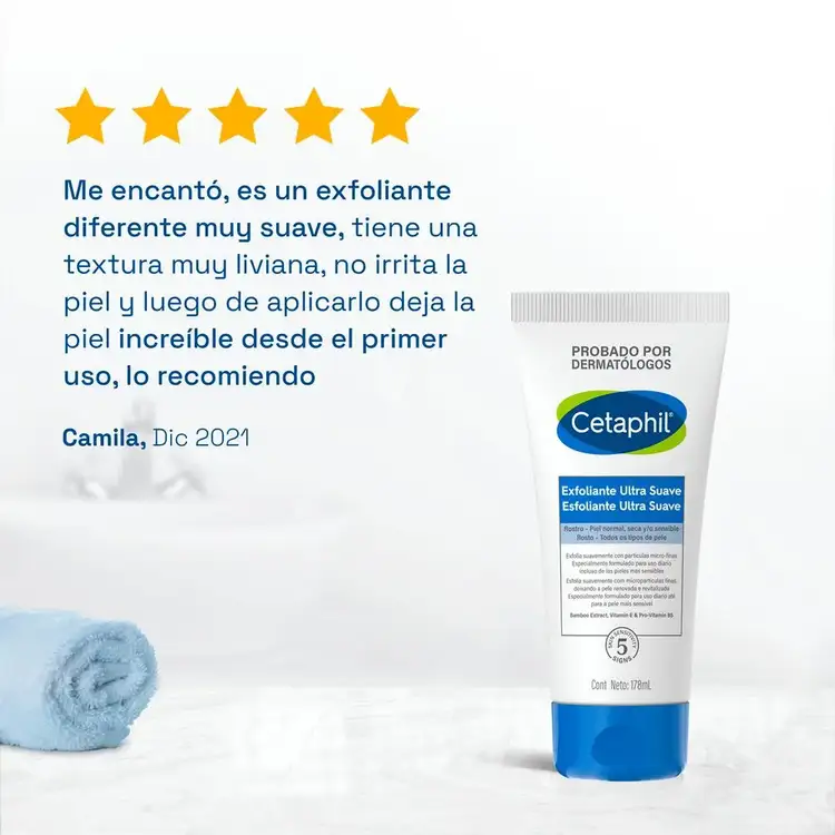 Exfoliante ultra suave suaviza la piel y mejora la textura