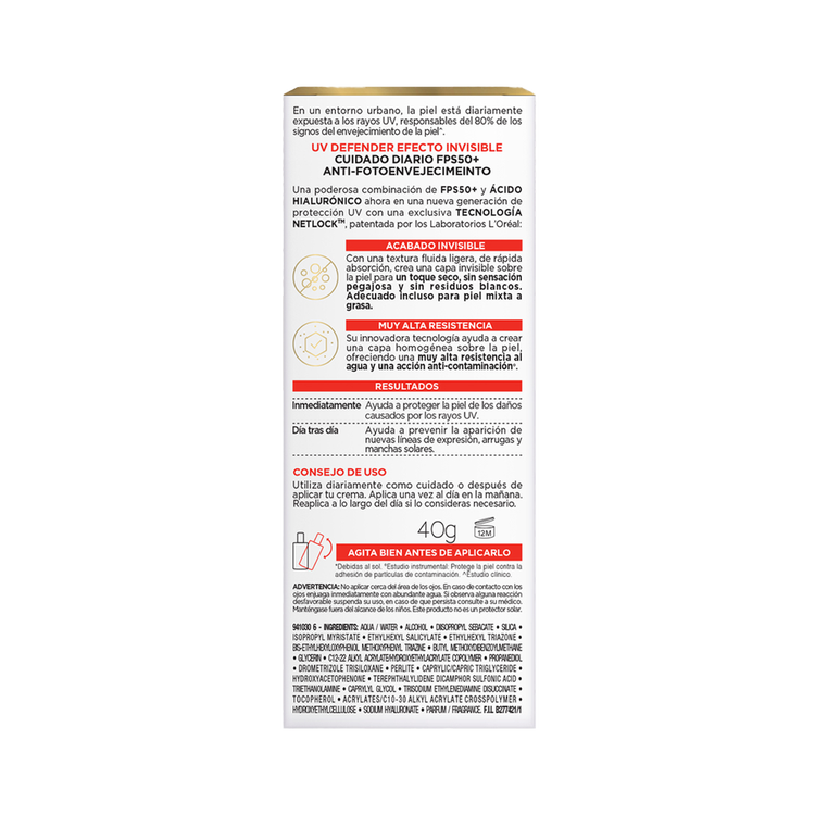 L'Oreal Paris UV Defender - Protector solar, reduce arrugas y manchas solares