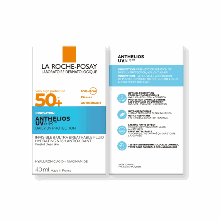 Anthelios UV Air FPS50+ - Fluido protector solar, invisible y de textura ligera, para piel sensible, mixta y grasa
