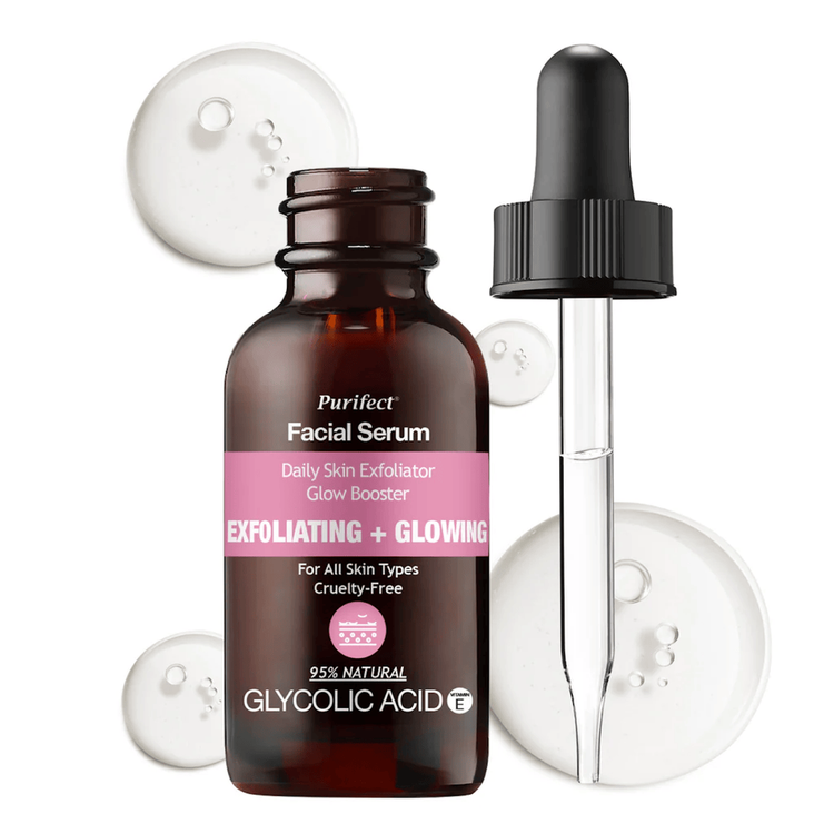 Facial Serum Exfoliating And Glowing Glycolic Acid + Vit E Serum facial exfolia suavemente y mejora textura
