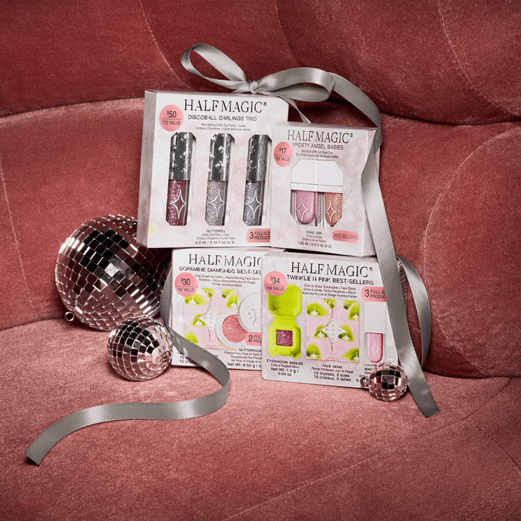 Twinkle N Pink - Set de regalo, sombra + gemas para cara + brillo labial con glitter