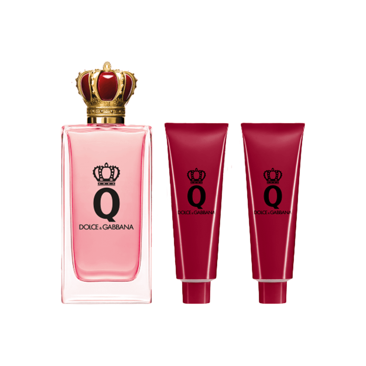 Q - Set de regalo, Eau de Parfum 100 ml + Gel de ducha + Loción corporal