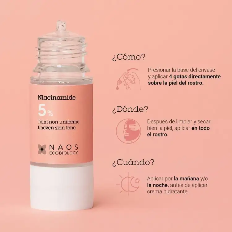 Niacinamida - Suero facial, con activos puros unificadores del tono en la piel