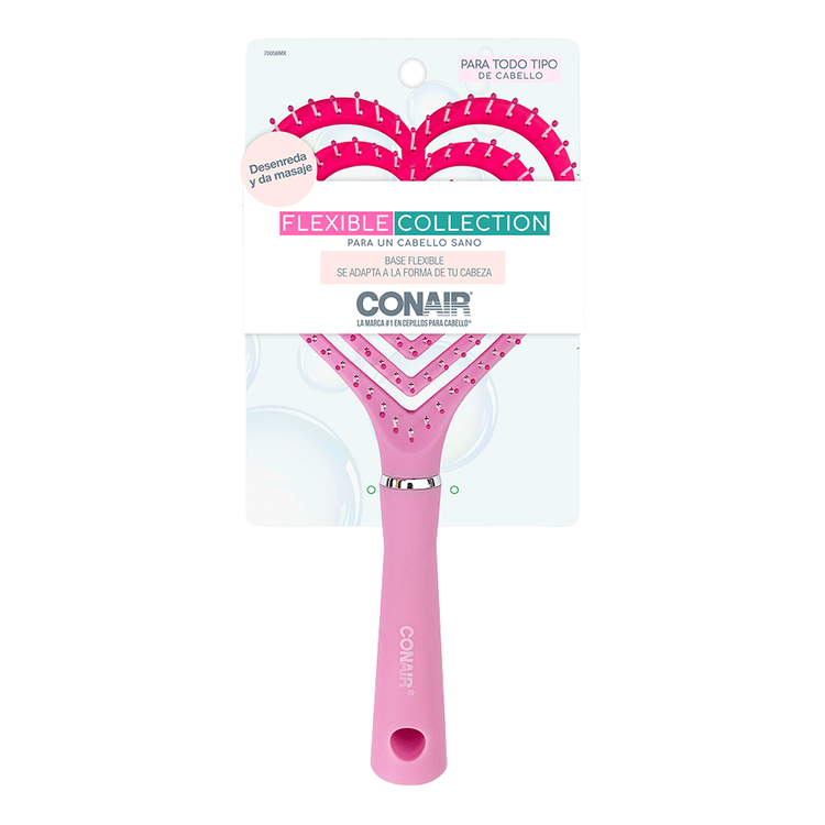 Conair Flexible - Cepillo con base ventilada en forma de corazón color rosa