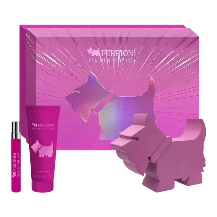 Terrier for Her - Set de regalo, Eau de Parfum + crema de manos + mini spray