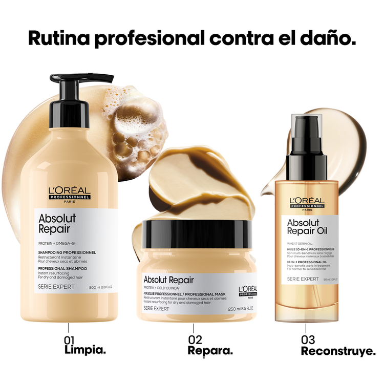 Absolut Repair Gold - Shampoo, reduce el daño en el cabello