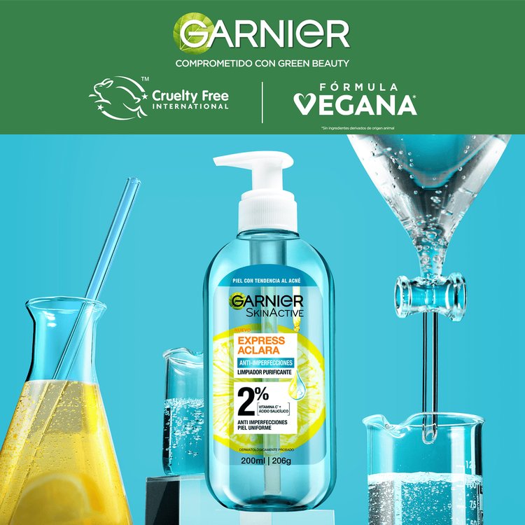 Garnier Skin Gel limpiador remueve bacterias que causan imperfecciones