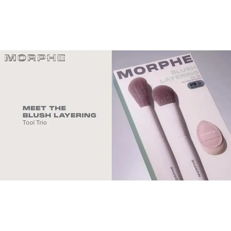 Blush Layering - Trío de brochas, para rubor y mini esponja