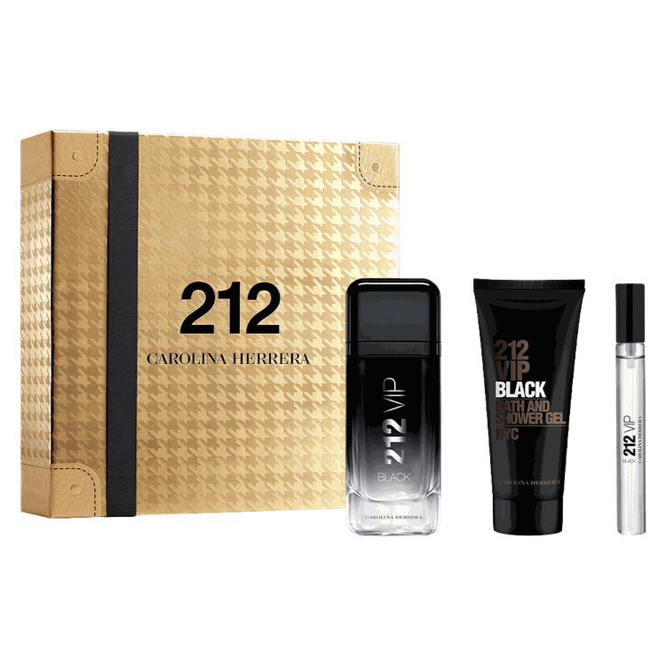 212 VIP Black - Set de regalo, eau de parfum 100 ml + gel de baño 100 ml + eau de parfum 10 ml
