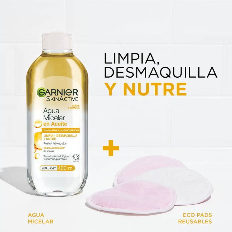 Garnier Skin Bifásico remueve maquillaje visible