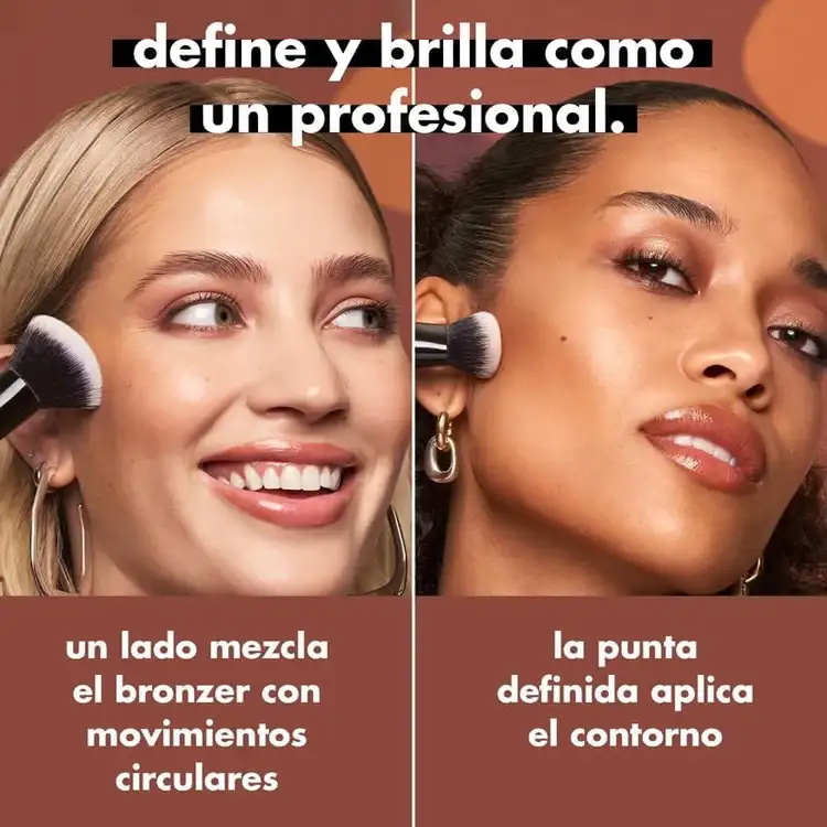 e.l.f. Liquid Bronzer & Contour Brush Brocha de doble extremo para bronceador líquido y contorno