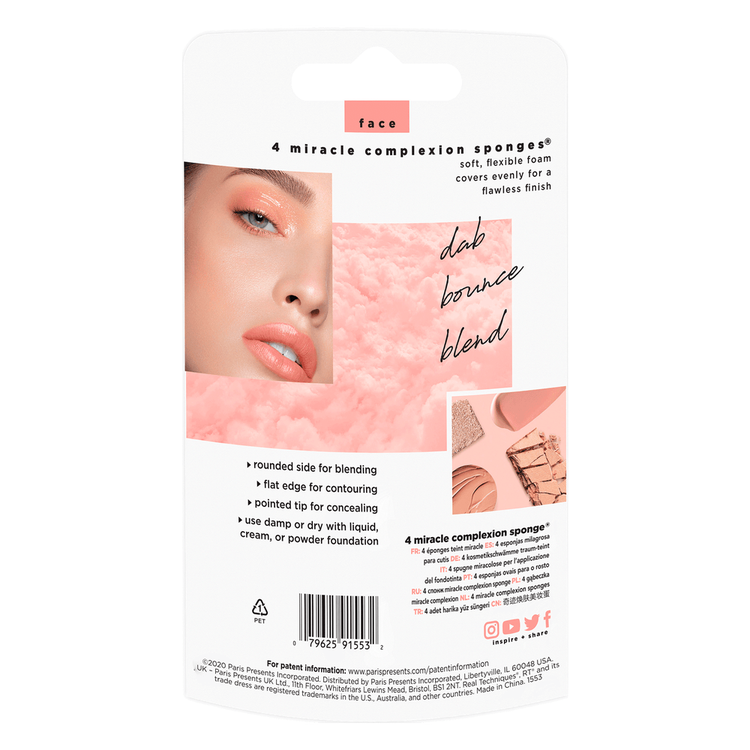Miracle Complexion Sponges - Paquete de 4 esponjas, para aplicación de maquillaje