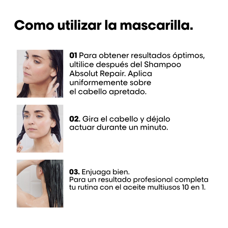 Absolut Repair Gold - Mascarilla, reduce el daño en el cabello