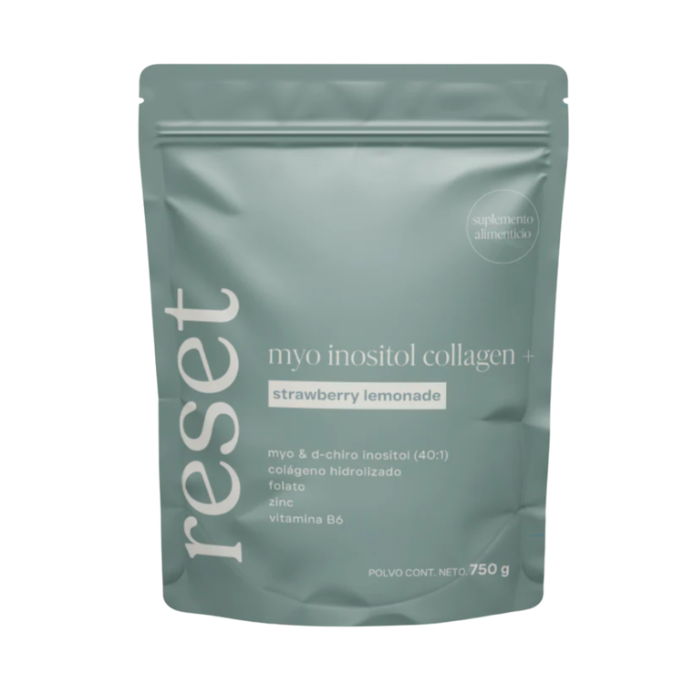 Myo inositol Collagen + Strawberry Lemonade Suplemento alimenticio diseñada para balance hormonal, proteína diaria y apoyo metabólico