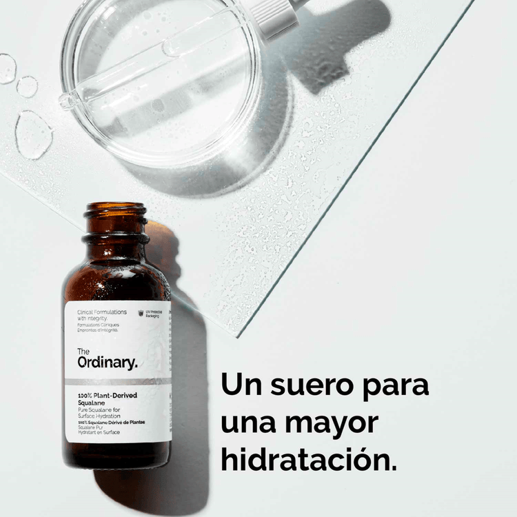 100% Plant-Derived Squalane Suero hidratante protege contra el calor y agrega brillo