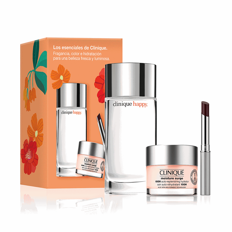 Los Esenciales - Set de regalo, Bálsamo labial + Moisture Surge + Clinique Happy