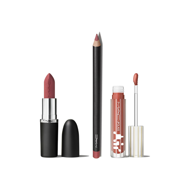 MAC Lip Combo - Natural Flush by Regina Peredo, 1 MACximal Silky Matte Lipstick + 1 Lip Liner + 1 Lipglass Air Non Sticky Gloss
