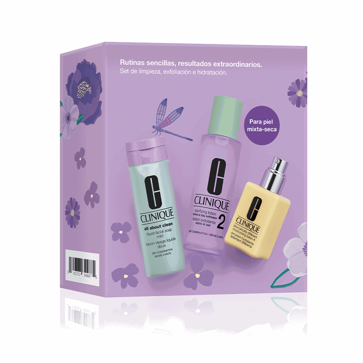 Rutinas Sencillas Piel Normal a Mixta - Set de regalo, All About Clean limpiador + loción exfoliante + loción hidratante
