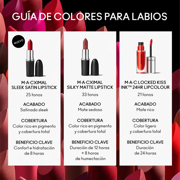 M·A·Cximal Sleek Satin Lipstick - Labial, cobertura satinada, color y confort