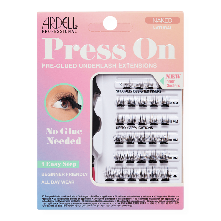 Naked Press On Natural, Lightweight Pre-glued Lashes Pestañas postizas para la parte inferior del ojo extensiones pre-pegadas ultraligeras.