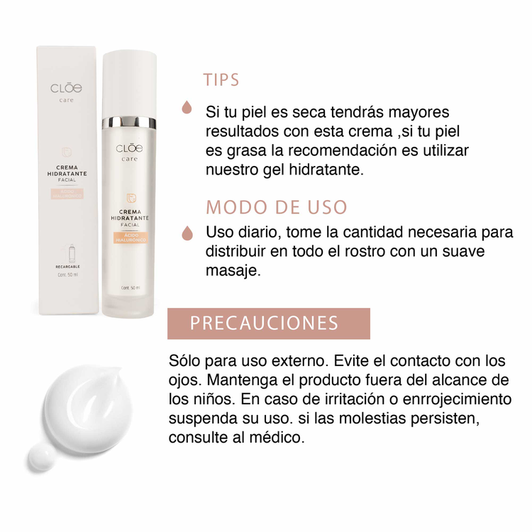 Refil crema hidratante facial, para todo tipo de piel