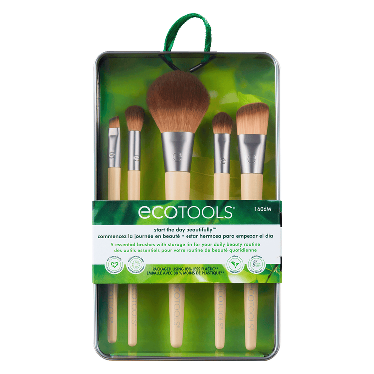 Start The Day Beautiful - Kit de brochas de maquillaje, con estuche de almacenamiento
