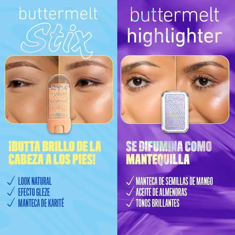 Buttermelt Glaze Stix - Iluminador para cuerpo y rostro, 8 horas de duración