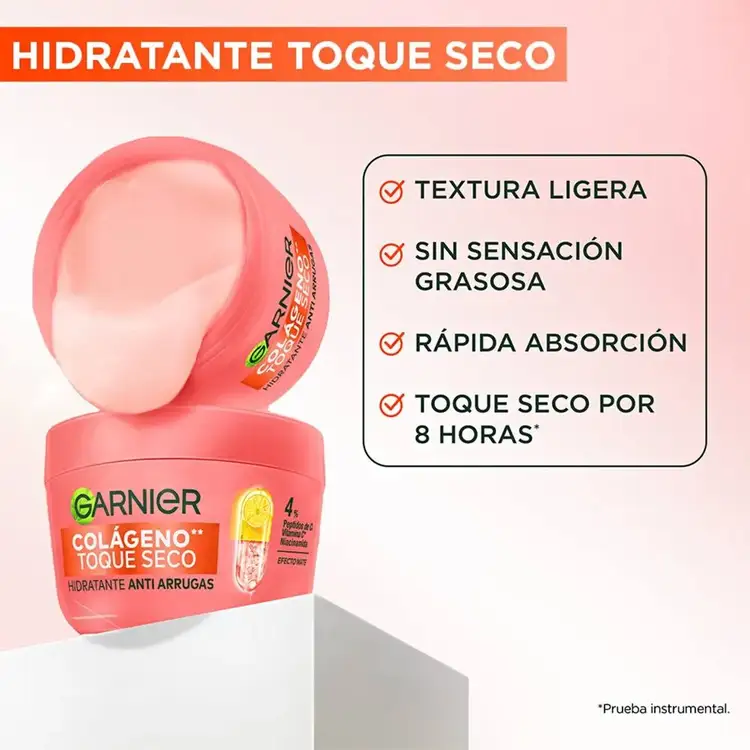 Colágeno Toque Seco - Hidratante antiarrugas, con colágeno