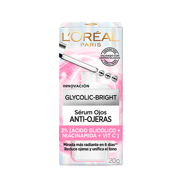 L'Oreal Paris Glycolic Bright Serum Ojos Protector solar reduce arrugas y manchas solares