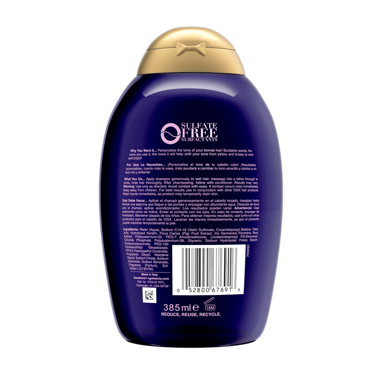 OGX Purple Toning - Shampoo matificante, para cabello rubio