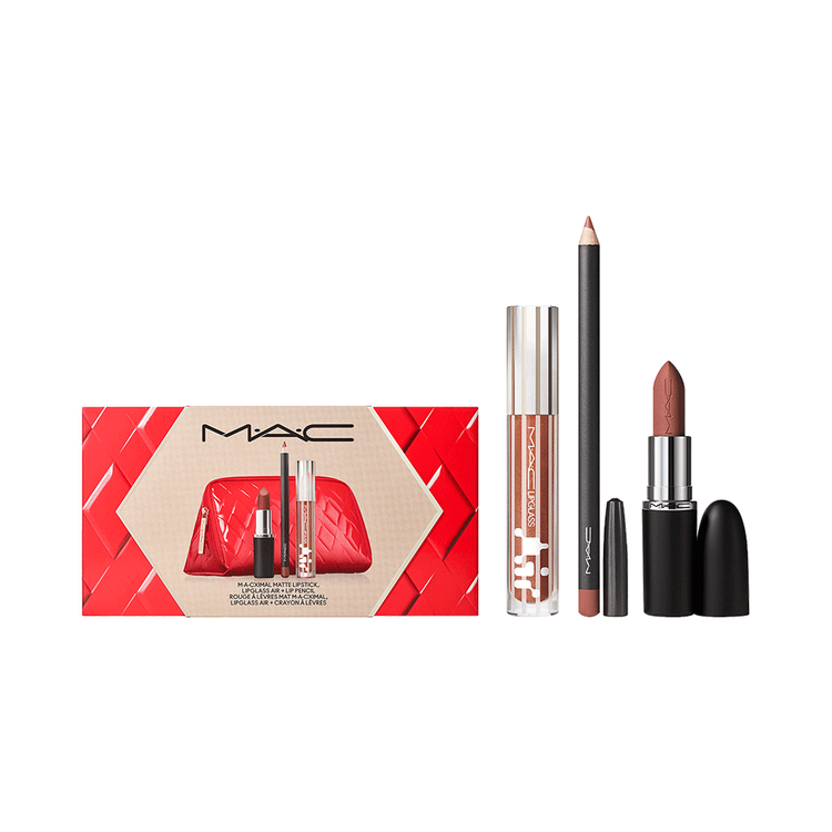 Trending Tomorrow Lip Trio - Set de labios con lápiz labial M·A·C ximal Silky Matte, lápiz labial y Lipglass Air