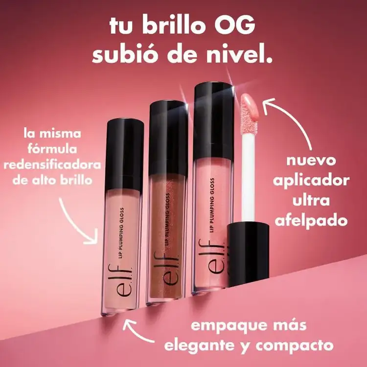 e.l.f. Lip Plumping Gloss Gloss labial de brillo intenso que aumenta el volumen de los labios con un cosquilleo refrescante