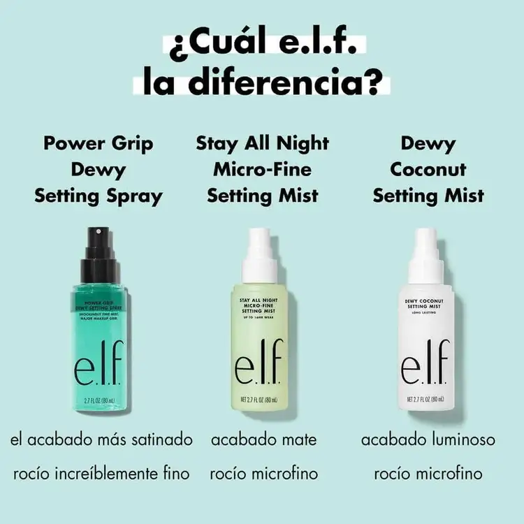 e.l.f. Power Grip Dewy Setting Spray Bifásico húmedo spray fijador de maquillaje
