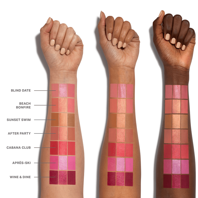 Cheek Thrills - Multi- Finish Face Trio, paleta de blush en 3 acabados: satinado, bálsamos luminoso y polvo