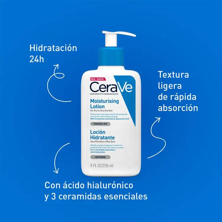 Loción hidratante, de uso facial y corporal