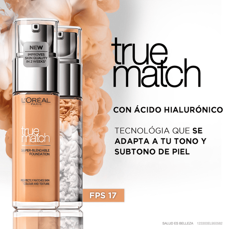 True Match - Base de maquillaje líquida, con ácido hialurónico