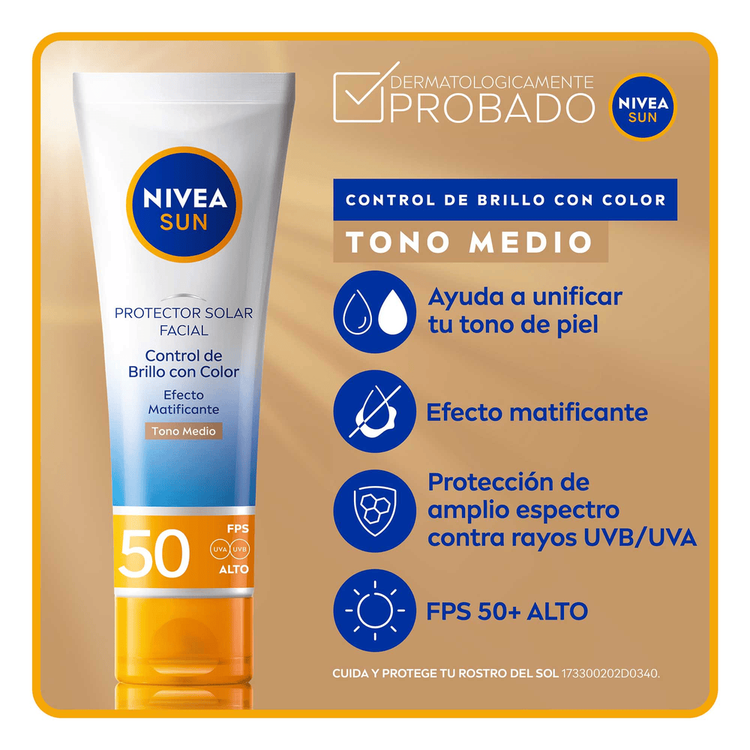 Control Brillo Protector Solar Facial protector solar con color