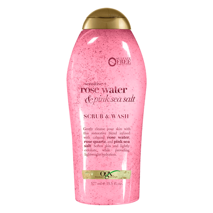 OGX Pink Sea Salt Rose Water Scrub & Wash - Body wash, con sal y agua de rosas